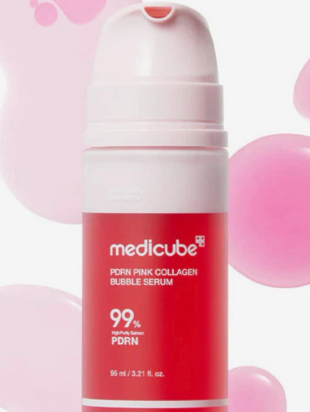 Medicube PDRN Pink Collagen Bubble Serum with bubbles